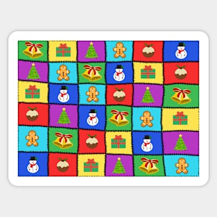 Christmas theme patchwork quilt design illustration Sticker